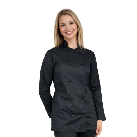 Bluza kucharska czarna damska długi rękaw roz.M – bluza kucharska – odzież gastronomiczna